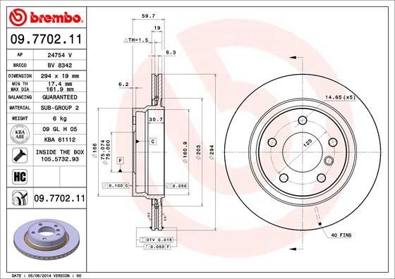 Disque de frein BREMBO 09.7702.11 de rechange avant pour freins usés BMW E46