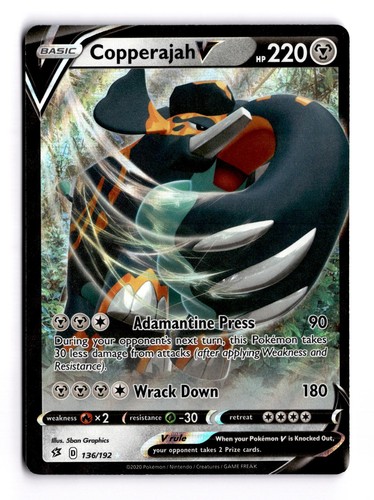 Copperajah V 136/192 Holo V Rare Rebel Clash Pokemon Near Mint