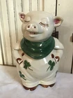 Vintage Shawnee Pig Cookie Jar Shamrock Green Clover USA Pottery