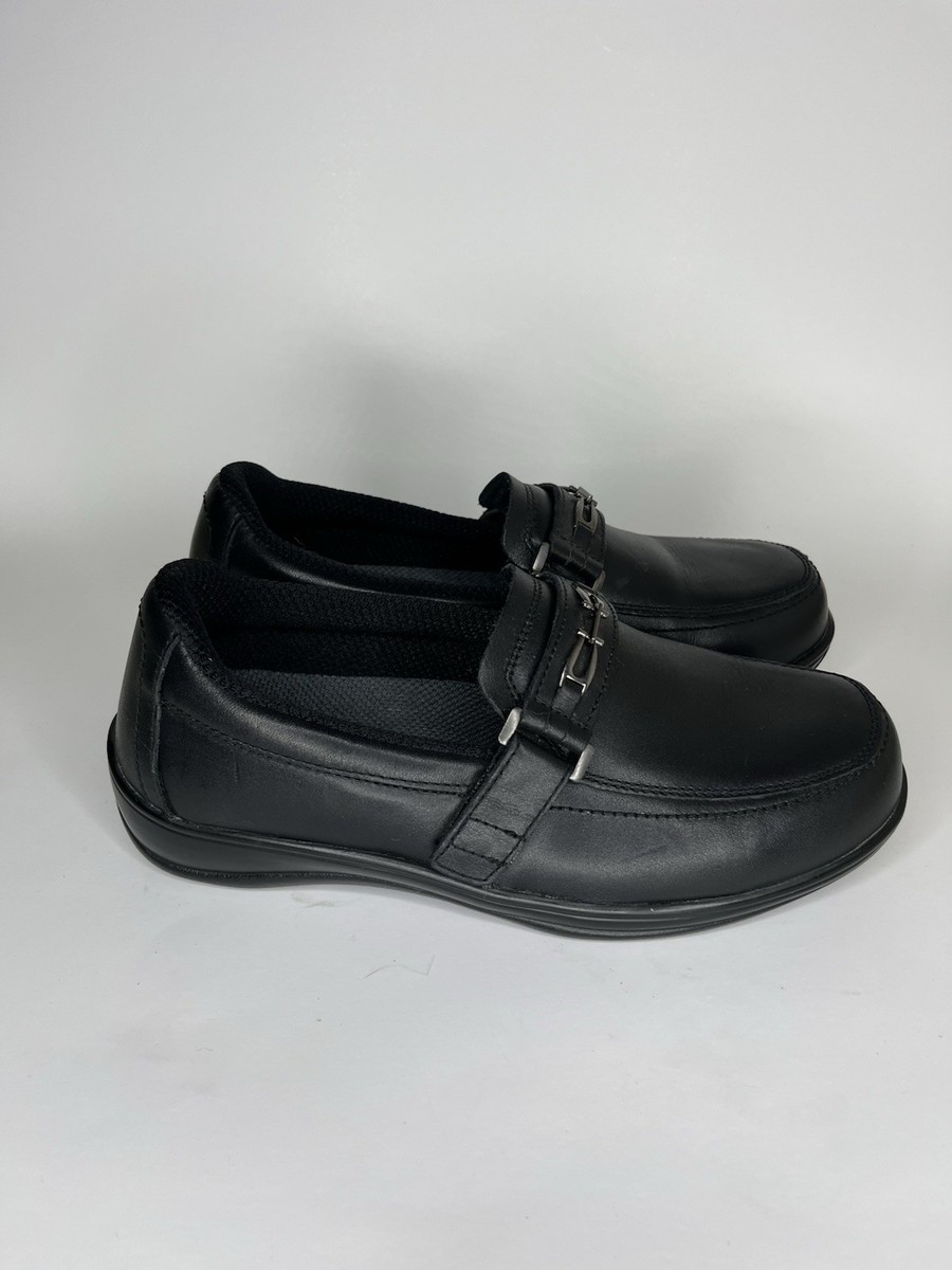 Orthofeet Shoes Loafers Women Size 7D Black Leather Slip On  display picture 2