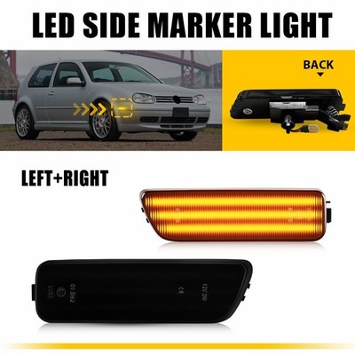 For VW MK5 Golf/GTI Jetta Amber LED Front Bumper Side Marker Lights Smoked EAA