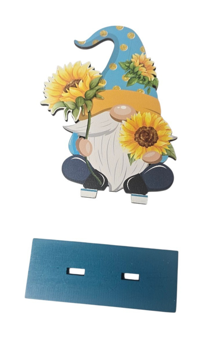 Lot of 4 Wooden Sunflowers Gnome Truck Decor Stand Signs Blue Home Decor Table