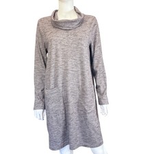 Pure Jill Sweater Dress Womens M Brown Cowl Neck Long Sleeve Front Pocket