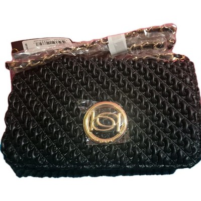 Bebe Erika Crossbody purse Black Gold tone Chain Strap Woven NWT