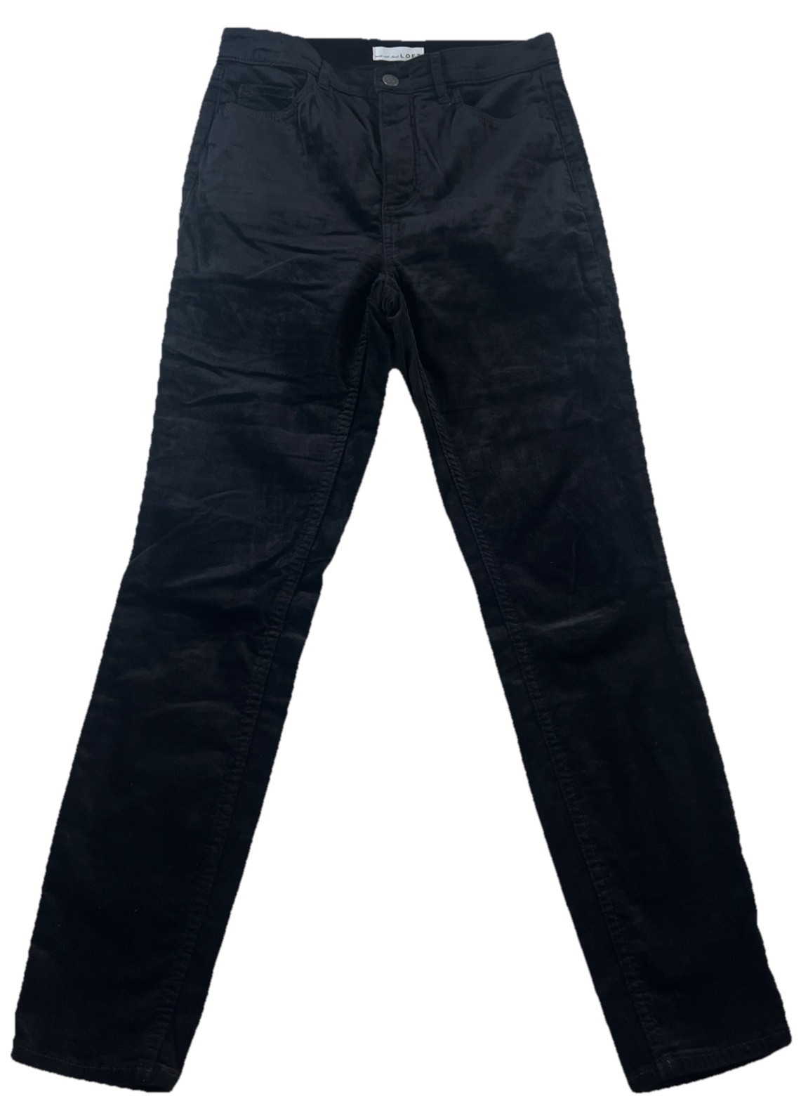 Ann Taylor Loft Modern Skinny Pants Womens 4 Black Velvet Velour Casual Stretchy