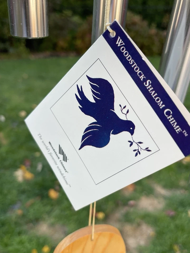 Campanas de viento Woodstock SHALOM Peace vintage limpias nuevas en caja con etiquetas Foto 3 de 4