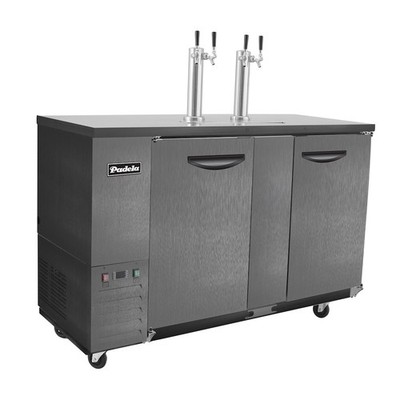 Padela Draft Beer Cooler, 58''W, (2) 1/2 barrel, (2) Solid Doors, FREE SHIPPING