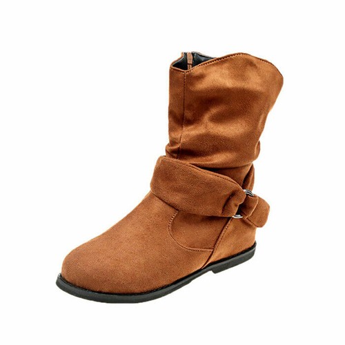 Women Faux Suede Wide Ankle Boots 