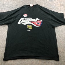 VTG New England Patriots Shirt Men XL Black Spell Out NFL 2003 AFC Champions