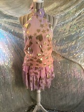 LoveShackFancy Ruffle Mini Skirt Halter Shimmer Stars Hearts Sz Medium NWT