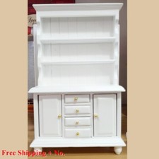 Vitrina de madera de teca blanca vitrina armario artesanal de teca muebles casa de muñecas