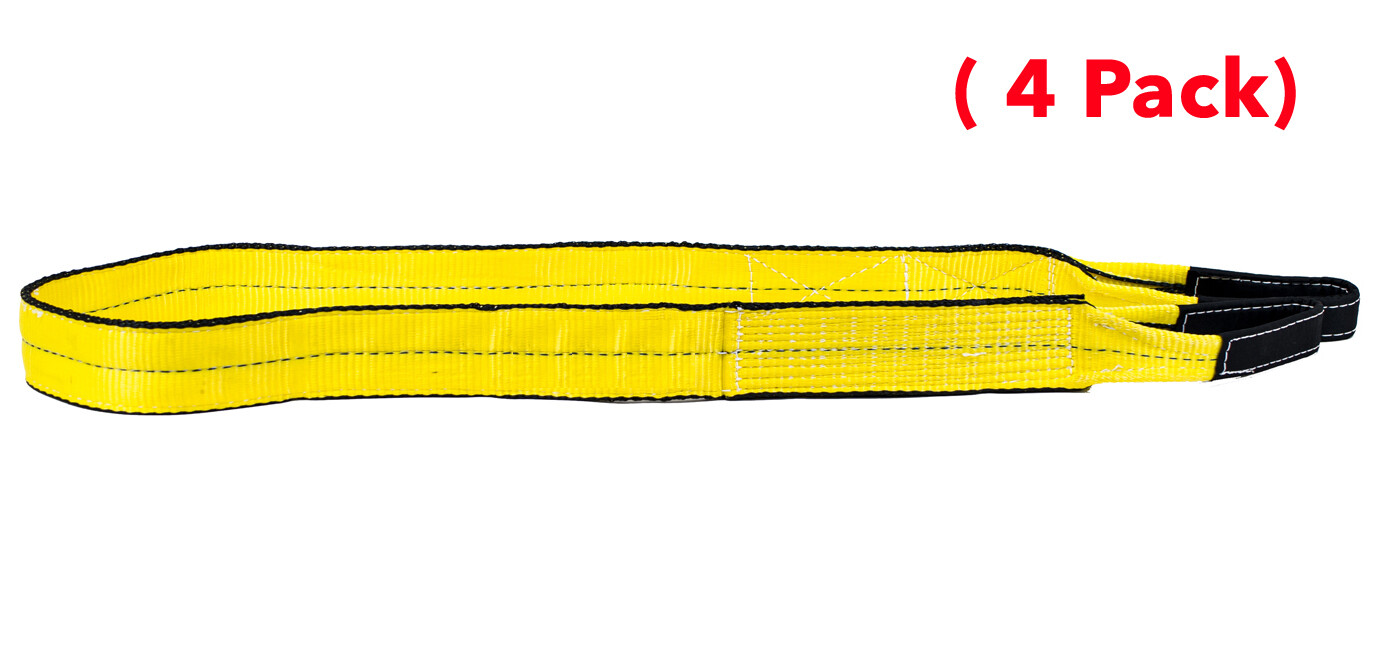 4 Pk 2"x6'  Sling 6400 LBS WLL Vertical 2Ply Eyelets Tow