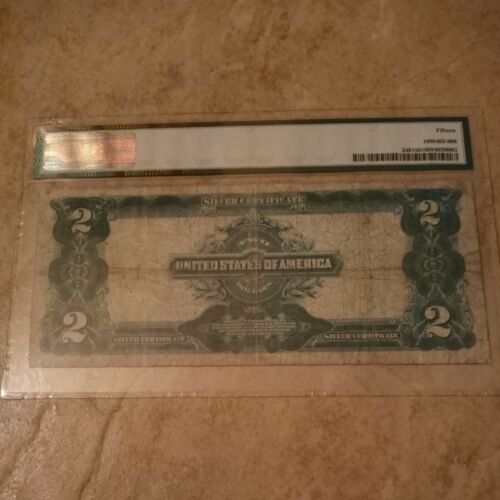 1899 United States $2 Two Dollars SILVER Certificate Paper Money PMG Graded 15 - Picture 4 of 6