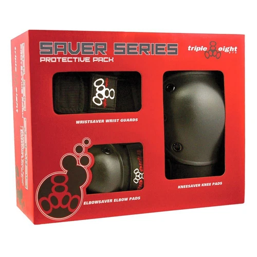 Triple 8 Skateboard/BMX Saver Series Knee Pads Elbow Pads Wrist Guards 3 Pack