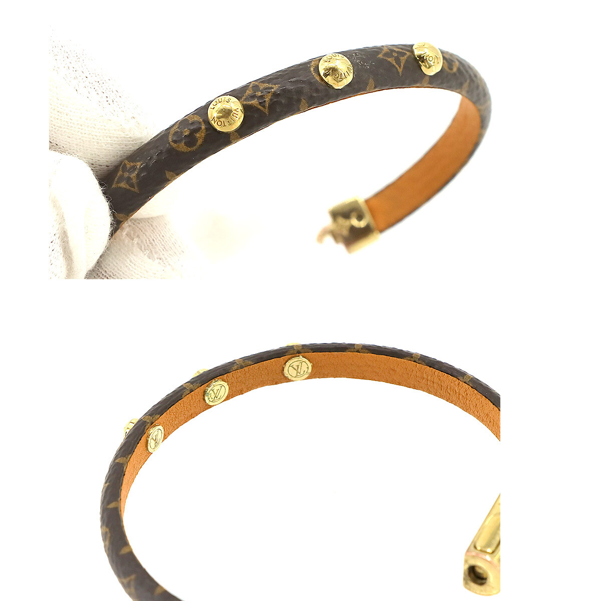 LOUIS VUITTON Monogram Bracelet Yummy Brown Gold M6435 Accessory  