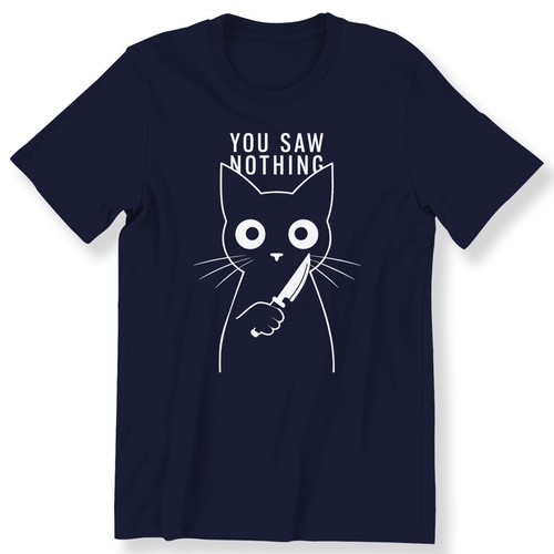 Funny Murderous Cat Men Ladies Funny T-shirt Funny Halloween Cat Gift T-shirt - Picture 17 of 19