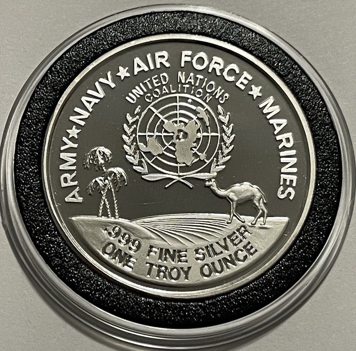 1991 Operation Desert Storm Army Navy A.F. Coin 1 Troy Oz .999