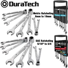 DURATECH 8-Piece Combination Ratchet Wrenches Set Metric 8mm-19mm/SAE 5/16"-3/4"