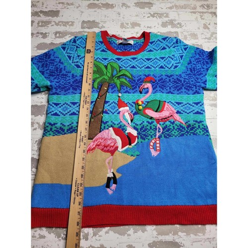 3691 Jolly Sweaters Tropical Christmas Sweater Flamingo Women's XL - Imagen 3 de 6