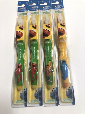 Lot of 4, Kids Crest Sesame Street Soft Toothbrush Ages 1-5, Elmo Cookie Monster