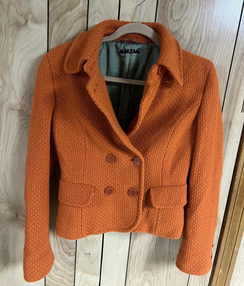 Chaqueta/Blazer Recortada SISLEY Talla 46 EE. UU. 6/8 Naranja Hecho en Italia Foto 2 de 4