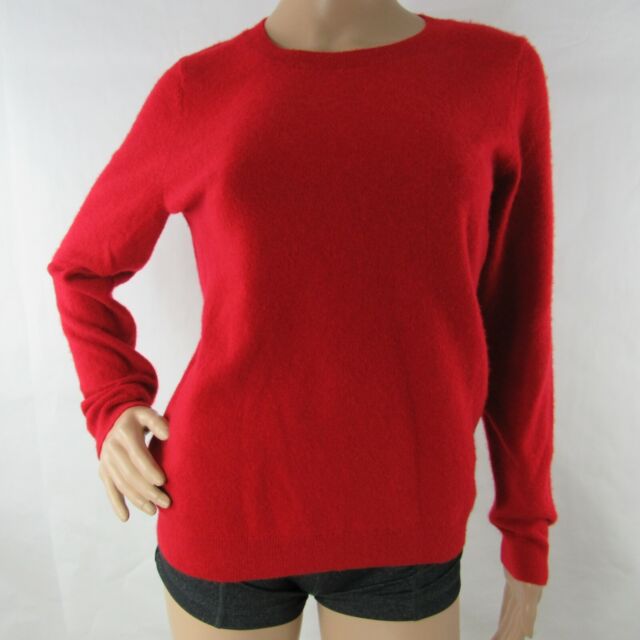 Talbots L Large Shirt Top Pure Cashmere Knit Long Sleeve Sweater Red ...