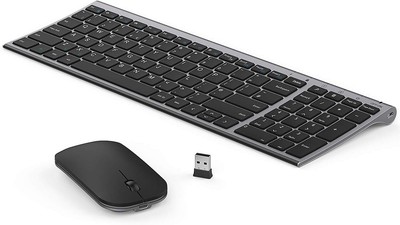 Ultradünnes leises USB Tastatur und Maus Set mit Zehnertastatur QWERTY UK Layout