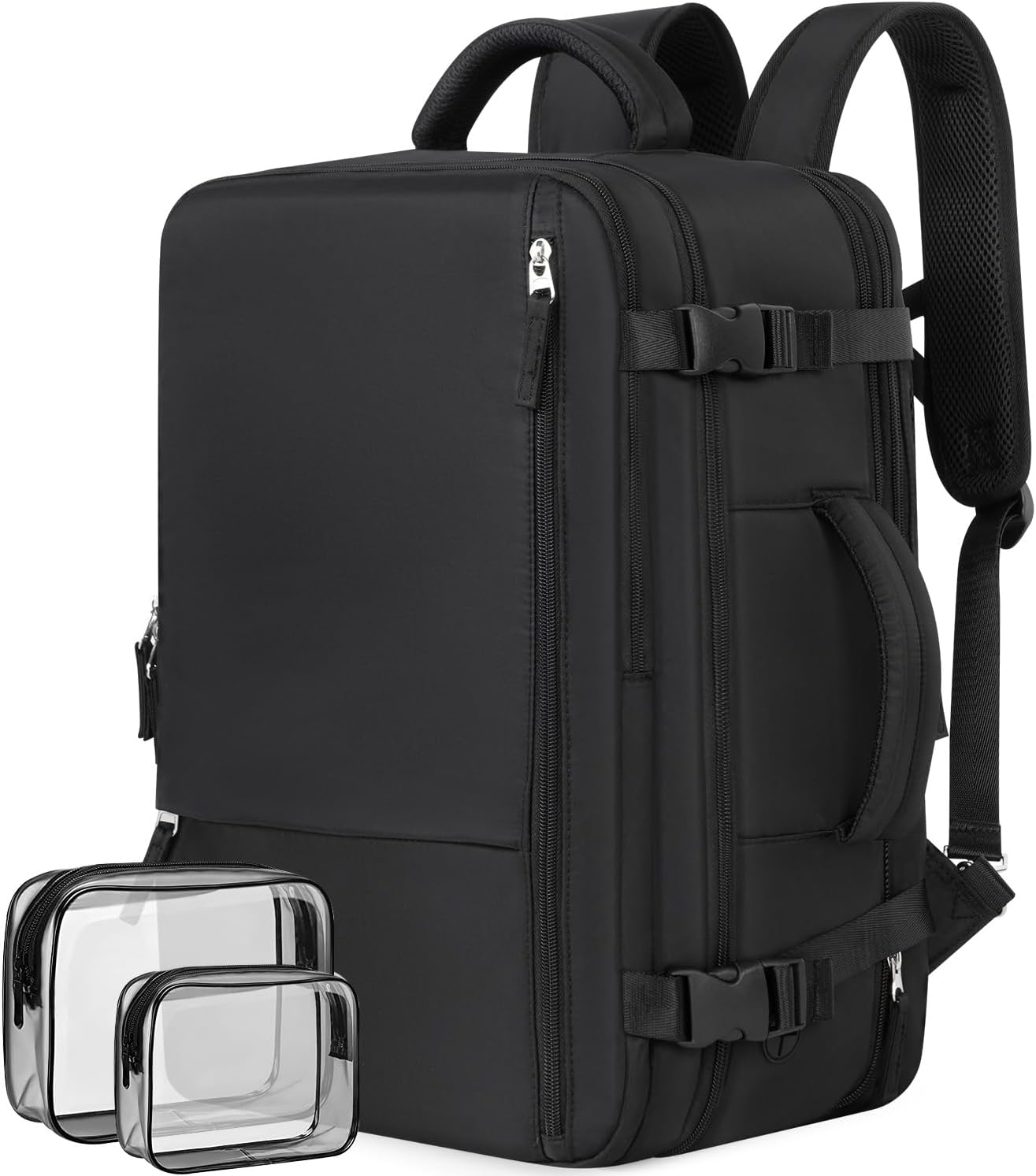 Flight-Approved Black Travel Backpack for Men & Women Carry-On Bag