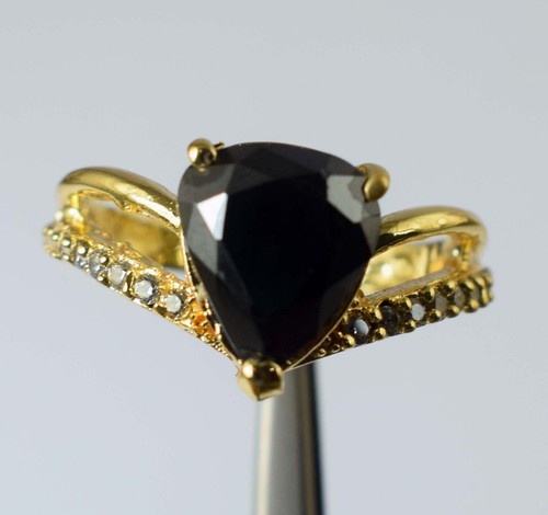 Black Diamond Solitaire 5.59 Carat Pear Cut Certified Women Ring See Video