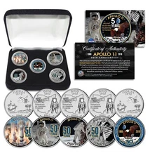 APOLLO 11 50th Anniversary Man on Moon State FL & OH Quarters 5-Coin Set w/ Box