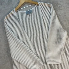 Joan Vass New York Women's Sheer Knit Open Front Cardigan Duster Size XL