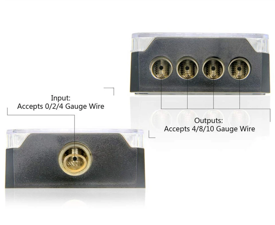 4 Way Distribution Block 0-4 AWG In, 4-10 AWG Out Car Audio Amp Power or Ground - Image 3 of 4