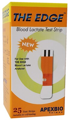 THE EDGE Lactate Test Strips. Lactic Acid. Box of 25. USA Seller