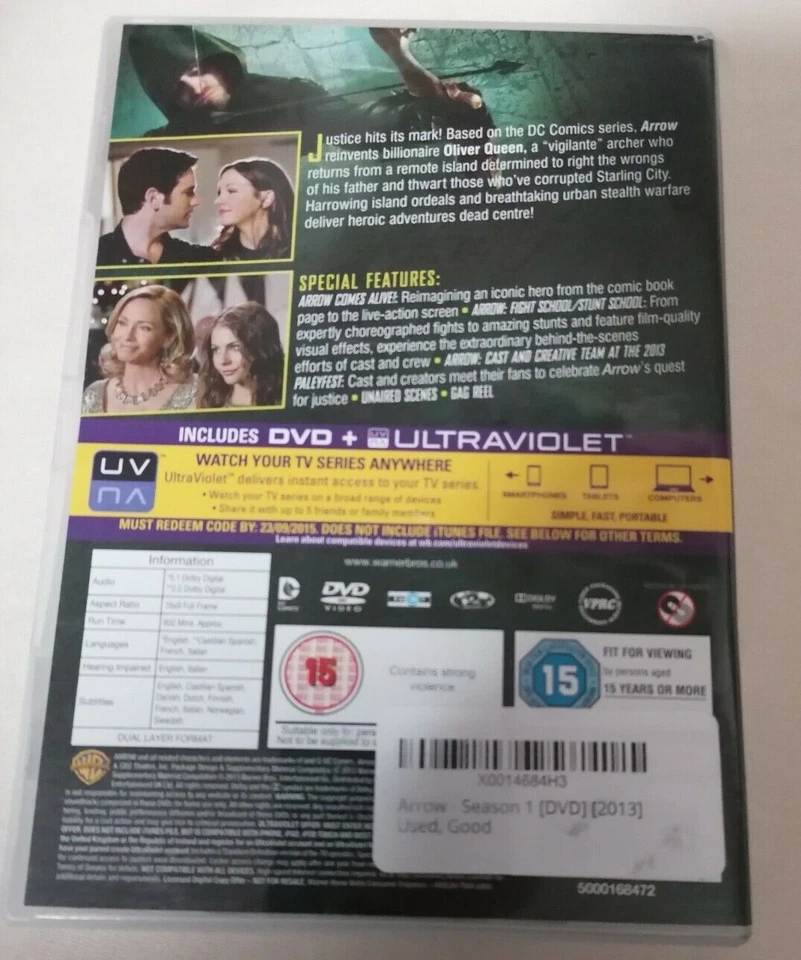 DVD BOX SET - Arrow The Complete First Season DVD 2013 Stephen Amell PAL UK - Image 2 of 2