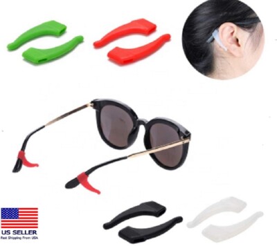 4 Pair Anti Slip Eyeglass Ear Hooks Silicone Grips for Glasses Sunglasses Sports