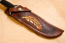 Custom Leather Sheath w/feather for Buck 120