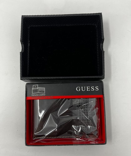 Vintage GUESS Geldbörse Herren echt braun Leder Passcase Brieftasche mit Original Box - Bild 14 von 16