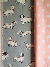 2 * 50cm x 50cm W Sausage Dogs Dachshund & Spots Cath Kidston Bundle fabric new