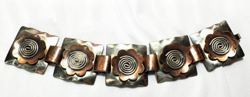 Vintage Morley Crimi Hand Wrought Panel Bracelet Copper 6"