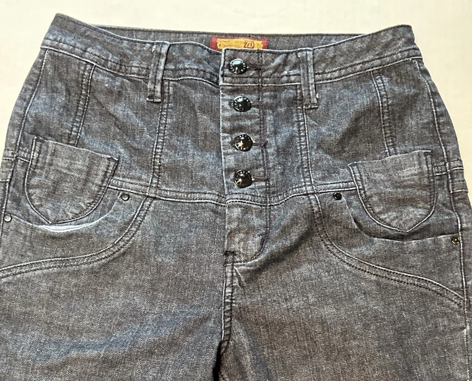 Pantalones de mezclilla Zana Di Vintage Y2K lavado oscuro botón cremallera pierna recta para mujer talla 9 Foto 2 de 4