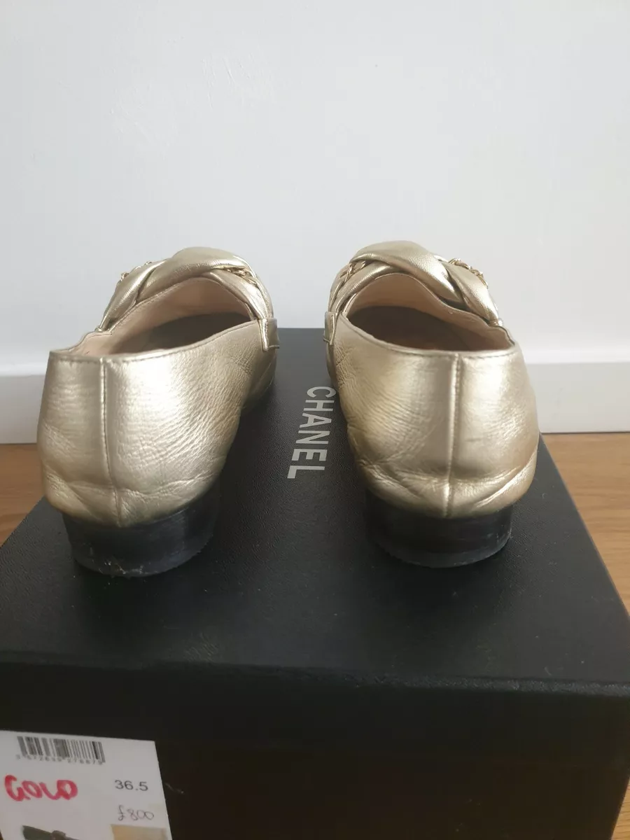Chanel gold hotsell loafers