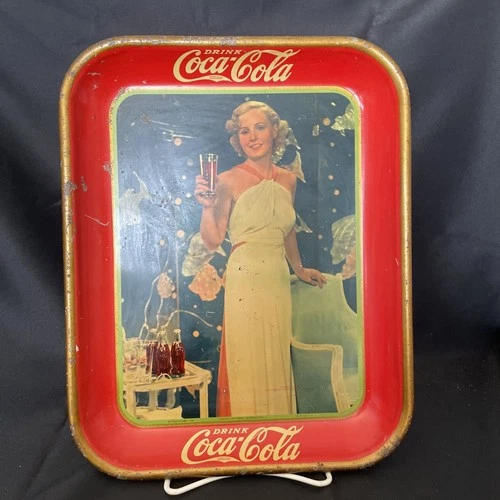 Original Vintage 1935 Coca-Cola Tin Litho Tray Madge Evans American Artworks