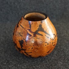 Handmade Dried Gourd Vase Orange Brown Dark B...