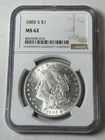 1885-S NGC MS62 Morgan Silver Dollar