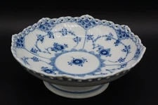 Royal Copenhagen 1023 Blue Fluted Full Lace Footed Pedestal Candy Dish