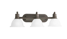 Progress Lighting P3163-20 3-Light Bath Vanity Light White Glass, Antique Bronze