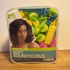 Conair Soft Foam Hair Rollers Set   48 Pcs Multi-Size Sleep Curlers   Neon
