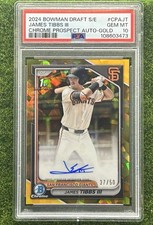 JAMES TIBBS III 2024 Bowman Draft Sapphire GOLD AUTO /50 1st Bowman PSA 10 Gem