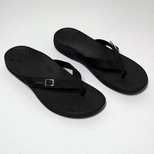 Vionic Sandals Womens 12 Patty Black Flip Flop Thong Orthotic Comfort Buckle