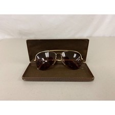 Vintage France Logo Paris 025 Gold Pilot Half Rim France Sunglasses With Case